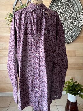 Ariat Maroon Paisley-Print Men’s Shirt Size Extra Large Tall